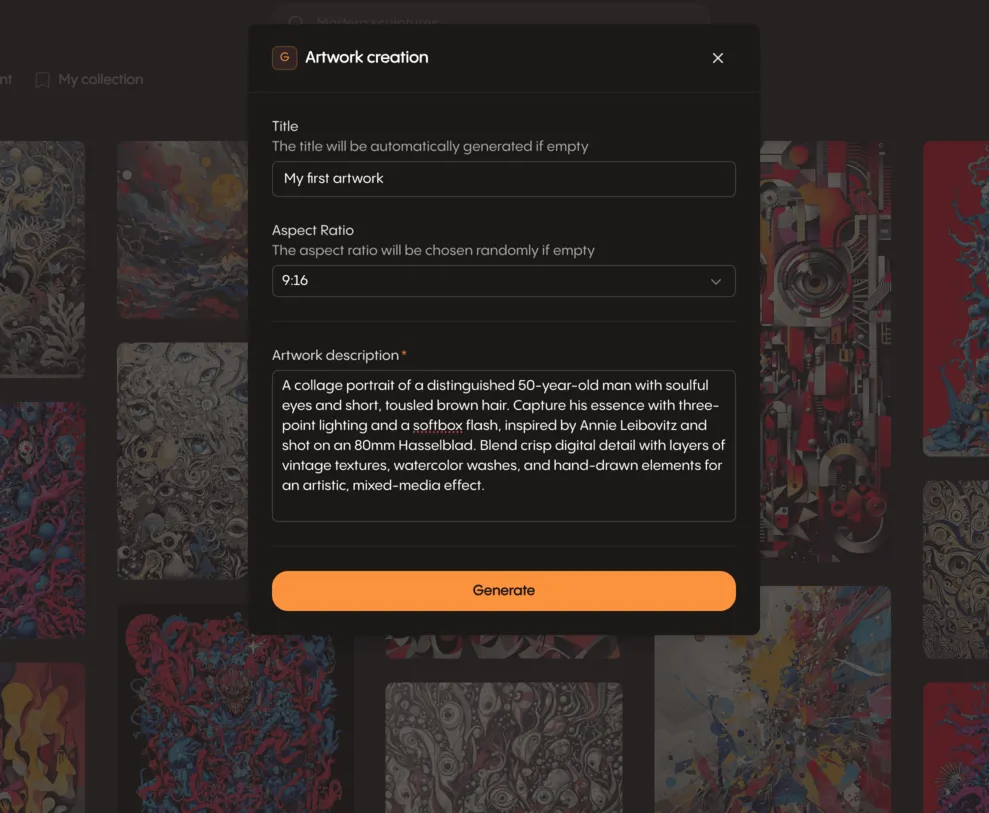 Screenshot of Genmuse AI generative tools.